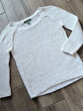 Lauren Ralph Lauren Women's Cream White Textured Knit Sweater